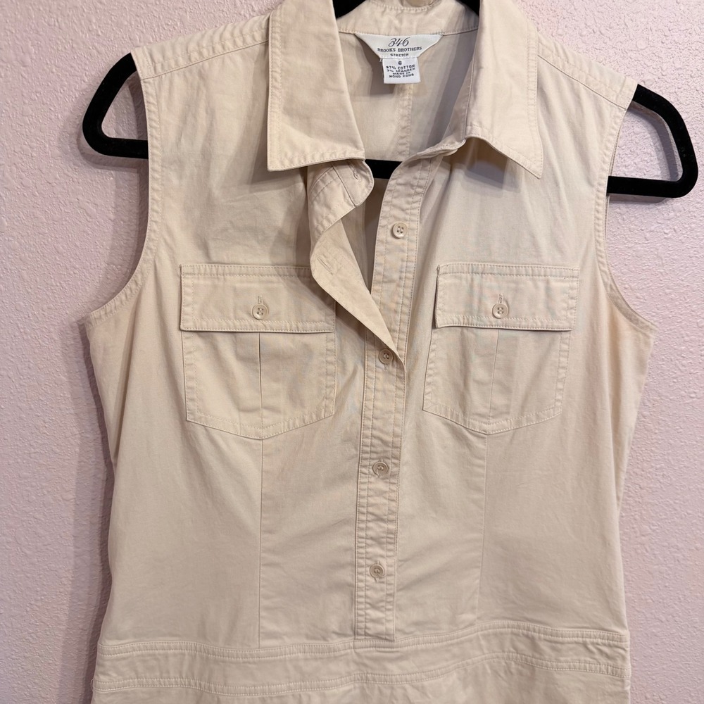 Brooks Brothers 346 Womens Sleeveless Cotton Stretch Safari‎ Shirt Dress 6 - Picture 2 of 6